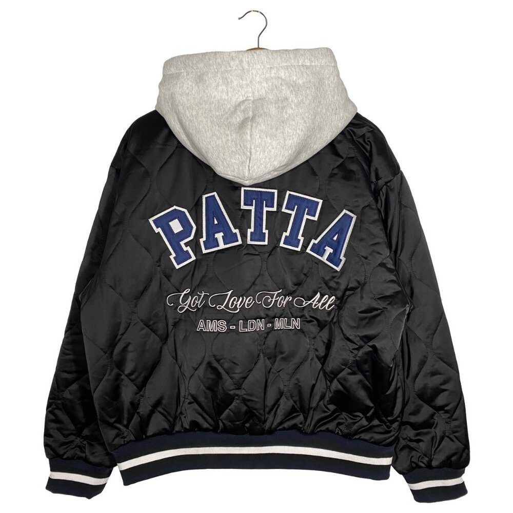 NWT Patta "Love For All" Quilted Hooded Bomber Jacket Black mens size medium